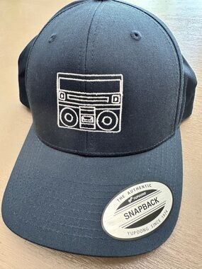 Yupoong Gametime Snapback Hat Navy Blue Boombox Radio Embroidery The Classics